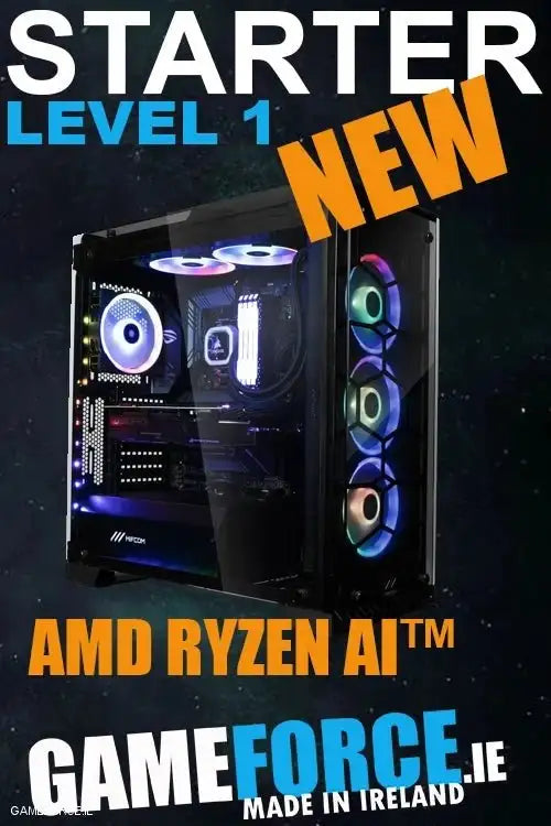 GAMEFORCE AMD RYZEN AI™ STARTER - Custom Gaming PC with AMD Ryzen AI technology, best value and low cost, expert PC builders in Ireland