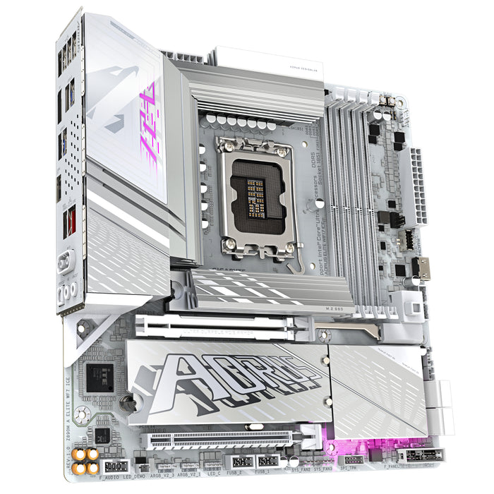 GIGABYTE Z890M AORUS ELITE WIFI7 ICE Motherboard - Supports Intel Core Ultra (Series 2) CPUs, 12+1+2 phases VRM, up to 8800MHz DDR5 (OC), 1xPCIe 5.0 + 2xPCIe 4.0, Wi-Fi 7, 2.5GbE LAN, USB 4