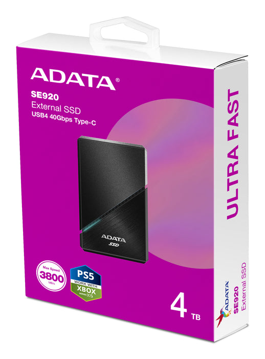 ADATA SE920 Thunderbolt technology 4 TB USB Type-C USB4 Gen 3x2 Black