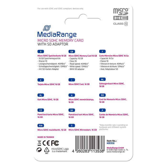 MediaRange MR958 memory card