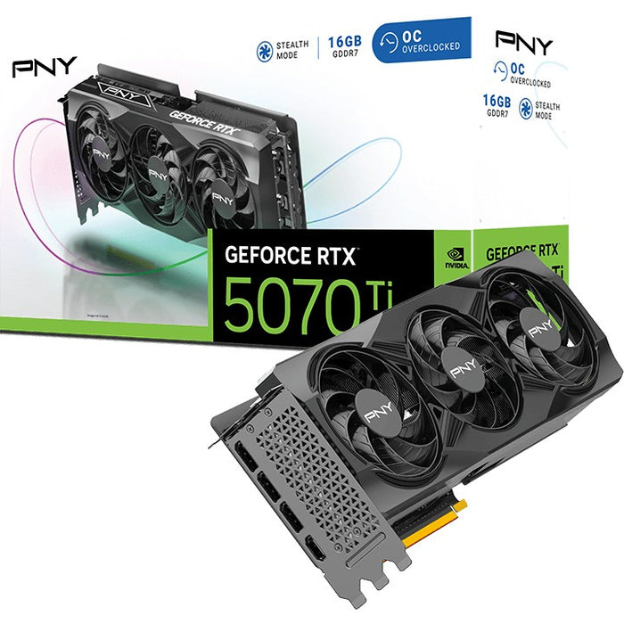 PNY RTX5070 TI VERTO OC com três ventoinhas, 16 GB, GDDR7, HDMI 3xDP