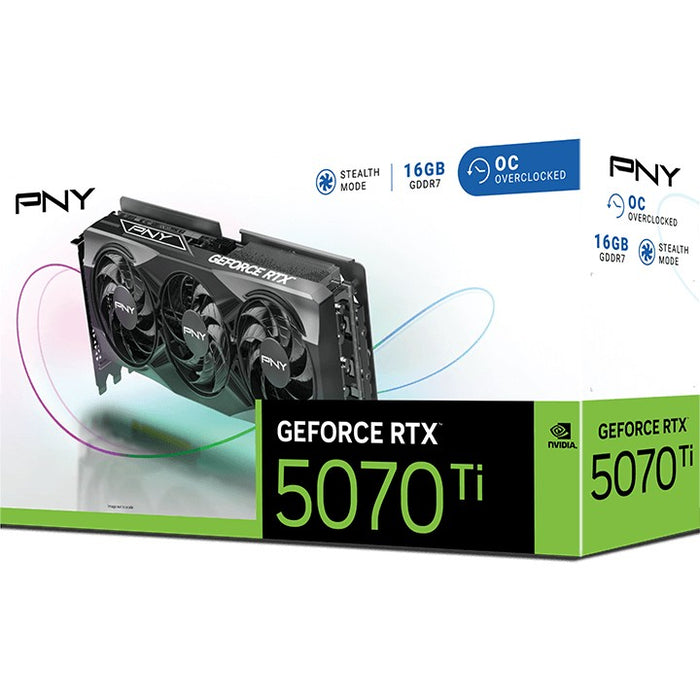PNY RTX5070 TI VERTO OC com três ventoinhas, 16 GB, GDDR7, HDMI 3xDP