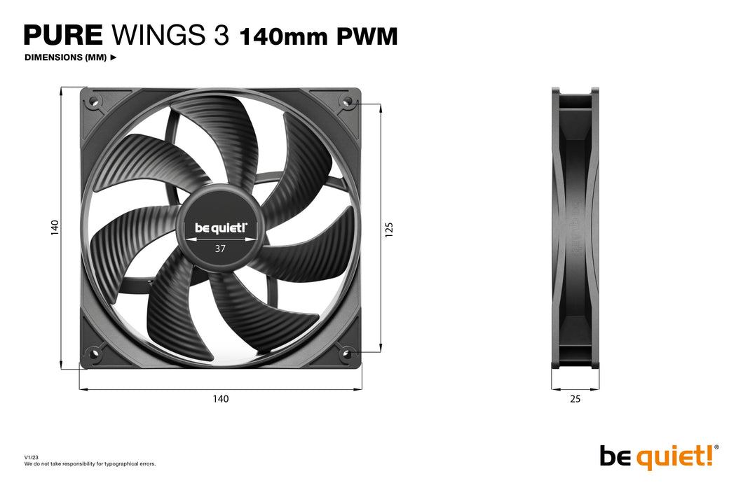 be quiet! Pure Wings 3 140mm PWM Computer case Fan 14 cm Black 1 pc(s)