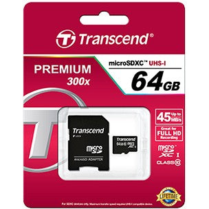 Transcend microSDXC/SDHC Class 10 64GB with Adapter