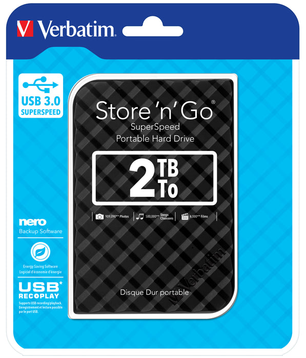 Verbatim Store 'n' Go USB 3.0 Hard Drive 2TB Black