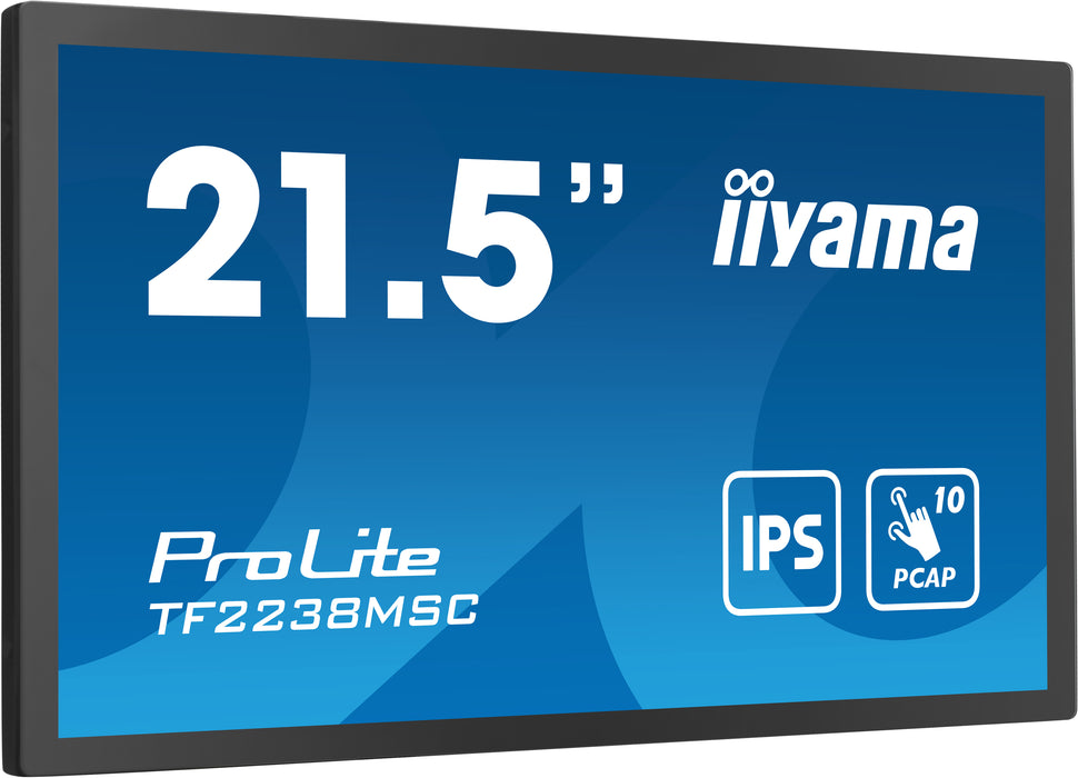 Painel de sinalização digital iiyama TF2238MSC-B1 55,9 cm (22") LED 600 cd/m² Full HD preto com ecrã táctil