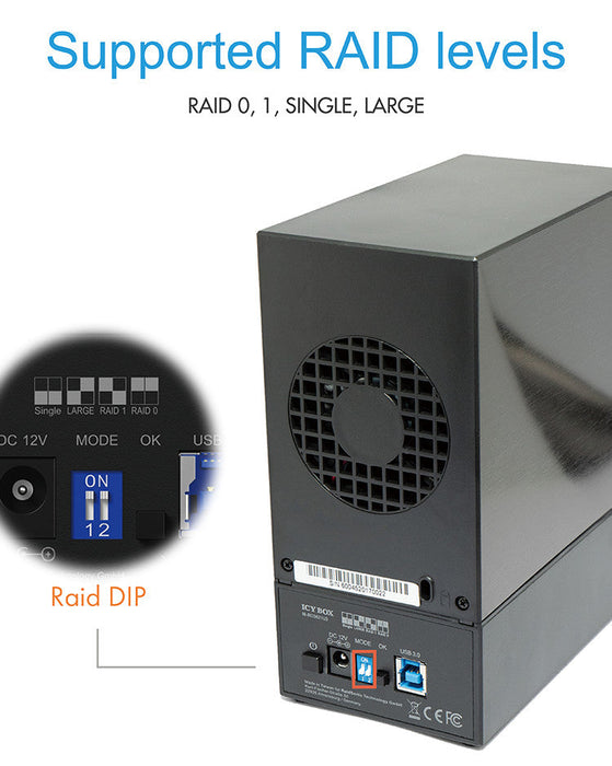ICY BOX IB-RD3621U3 HDD/SSD enclosure Black 3.5"