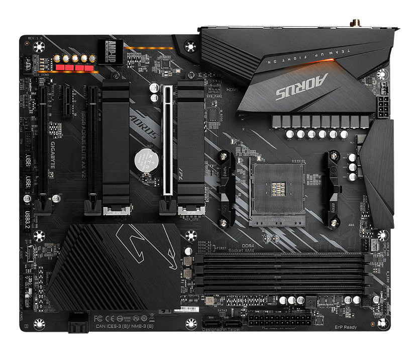 GIGABYTE B550 AORUS ELITE AX V2 Motherboard - AMD Ryzen 5000 CPUs, 12+2 Phases VRM, up to 4733MHz DDR4, 1xPCIe 4.0 + 1xPCIe 3.0 M.2, Wi-Fi 6E, 2.5GbE LAN, USB 3.2 Gen 2