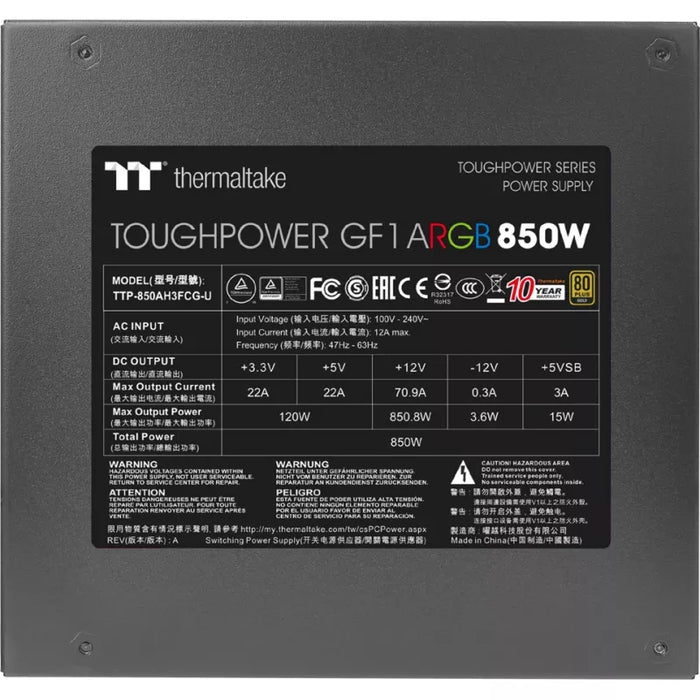 Thermaltake Toughpower GF1 Gold ARGB de 850 W