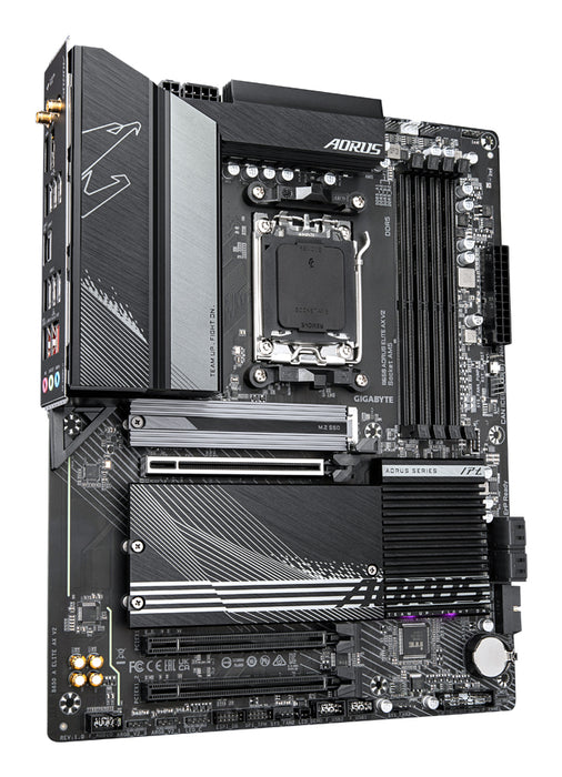 GIGABYTE B650 AORUS ELITE AX V2 Motherboard - AMD Ryzen 9000 Series CPUs, 12+2+2 Phases VRM, up to 8000MHz DDR5 (OC), 1xPCIe 5.0 + 2xPCIe 4.0 M.2, 2.5GbE LAN, WIFI 6E, USB 3.2 Gen 2