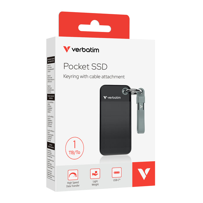 Verbatim Pocket SSD USB 3.2 Gen 2 1TB Black/Grey