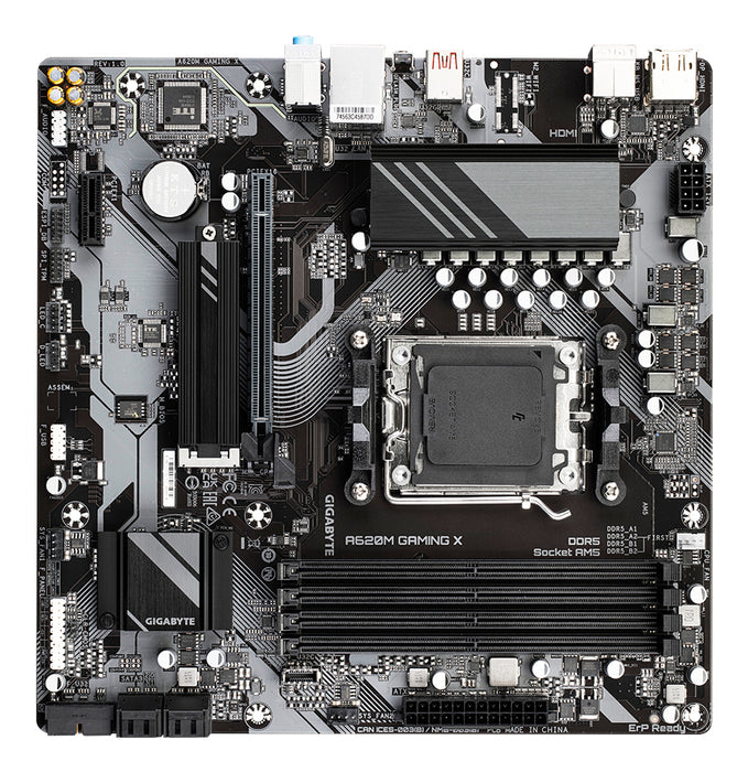 GIGABYTE A620M GAMING X Motherboard - Supports AMD Ryzen 8000 CPUs, 8+2+1 Phases Digital VRM, up to 8000MHz DDR5 (OC), 1xPCIe 4.0 M.2, GbE LAN, USB 3.2 Gen 2