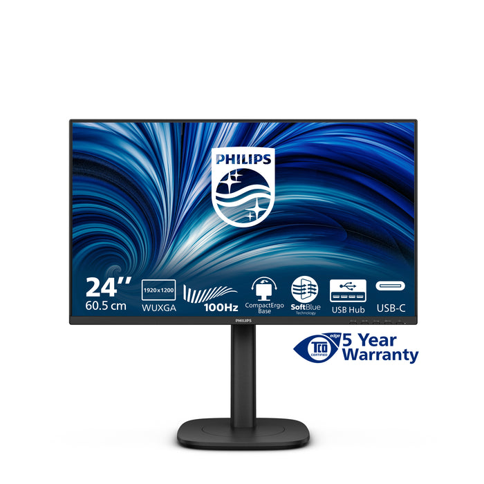 Philips 3000 series 24B2N3200D/00 computer monitor 61.2 cm (24.1") 1920 x 1200 pixels WUXGA LCD Black