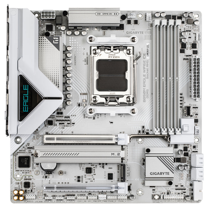 GIGABYTE B850M EAGLE WIFI6E ICE Motherboard - AMD Ryzen 9000 Series CPUs, 8+2+2 Phases Digital VRM, up to 8200MHz DDR5 (OC), 1xPCIe 5.0 + 1xPCIe 4.0 M.2, Wi-Fi 6E, 2.5 GbE LAN, USB 3.2 Gen 2