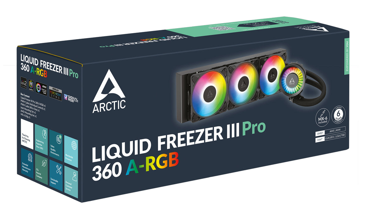 ARCTIC Liquid Freezer III Pro 360 A-RGB - Multi Compatible All-in-One CPU Water Cooler with A-RGB