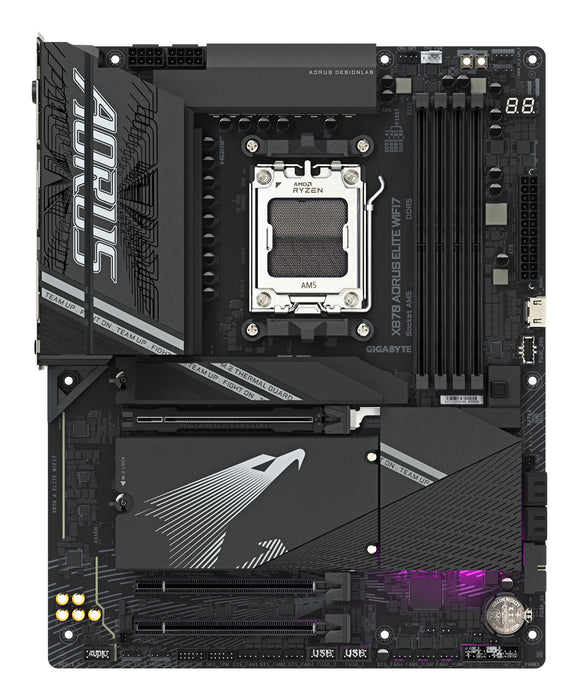 GIGABYTE X870 AORUS ELITE WIFI7 Motherboard - Supports AMD Ryzen 9000 CPUs, 16+2+2 phases VRM, up to 8000MHz DDR5 (OC), 3xPCIe 5.0 + 1xPCIe 4.0, Wi-Fi 7, 2.5GbE LAN, USB 4