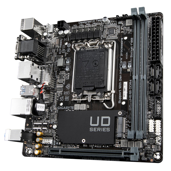 GIGABYTE H610I DDR4 Motherboard - Supports Intel Core 14th CPUs, 4+1+1 Hybrid Digital VRM, up to 3200MHz DDR4 (OC), 1xPCIe 3.0 M.2, GbE LAN, USB 3.2 Gen 1