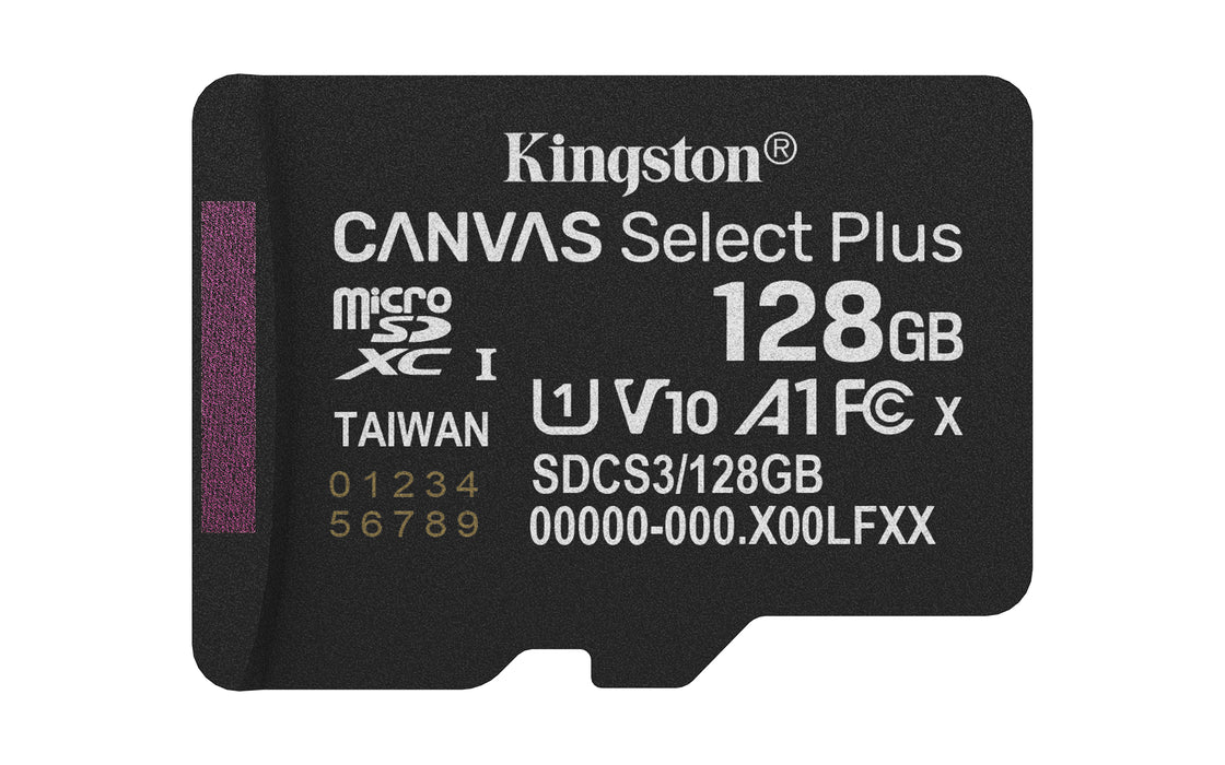 Kingston Technology 128GB microSDXC Canvas Select Plus Gen3 150MB/s A1 Card + Adapter