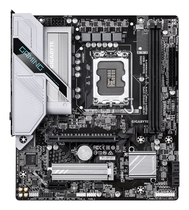 GIGABYTE H810M GAMING WIFI6 Motherboard - Intel Core Ultra (Series 2) CPUs, 4+1+2 Phases VRM, up to 6400MHz DDR5, 1xPCIe 4.0 M.2, 2.5GbE LAN, WIFI 6, USB 3.2 Gen 1