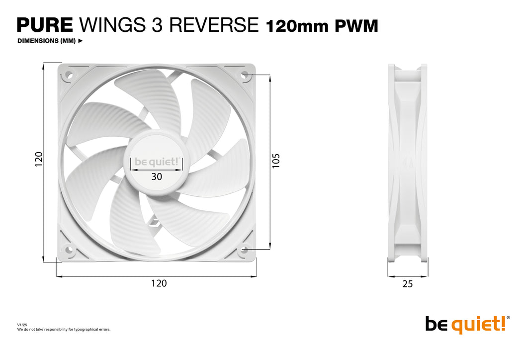 be quiet! Pure Wings 3 120 mm PWM Reverse Triple Pack White