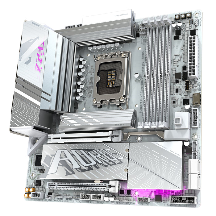 GIGABYTE Z890M AORUS ELITE WIFI7 ICE Motherboard - Supports Intel Core Ultra (Series 2) CPUs, 12+1+2 phases VRM, up to 8800MHz DDR5 (OC), 1xPCIe 5.0 + 2xPCIe 4.0, Wi-Fi 7, 2.5GbE LAN, USB 4