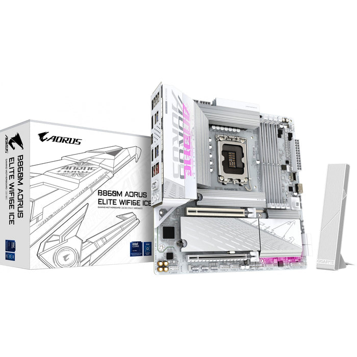 GIGABYTE B860M AORUS ELITE WF6E ICE Motherboard - Intel Core Ultra Series CPUs
